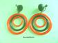 Mod 1960's  Earrings Green Orange Concentric Circles Screw Ons Vintage Costume Jewelry 60's Accessories Twiggy Go Go