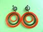 Mod 1960's  Earrings Green Orange Concentric Circles Screw Ons Vintage Costume Jewelry 60's Accessories Twiggy Go Go