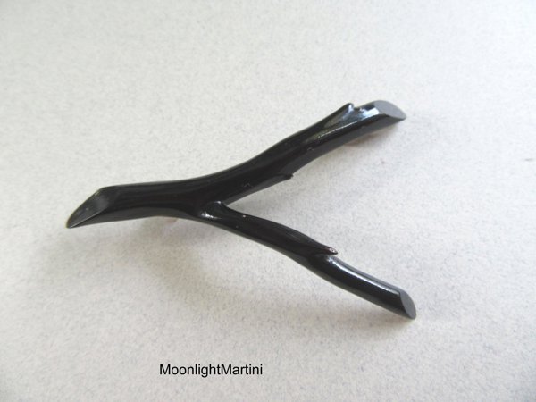 Genuine Black Coral Branch Pin Vintage Jewelry