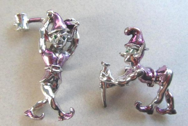 Two Vintage Elf Pin Set Unsigned Marvella 