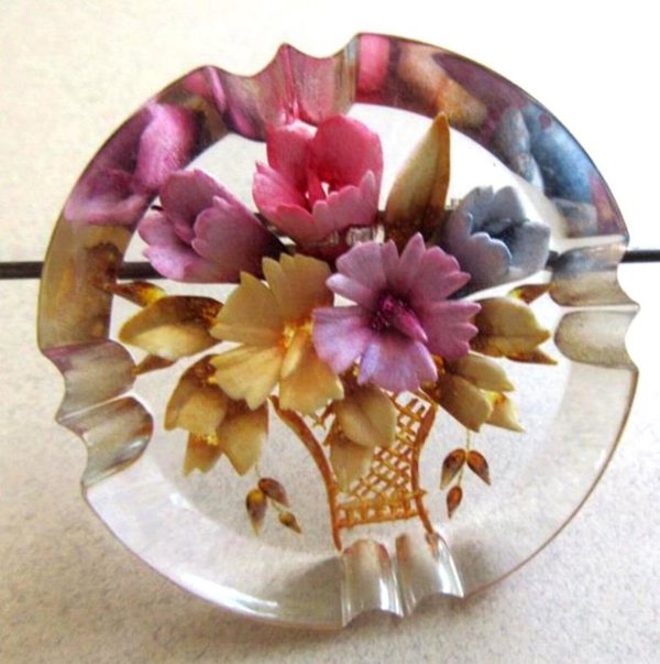 Reverse Carved Lucite Pin Vintage Jewelry 