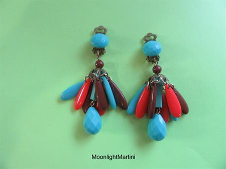 Mod Earrings Western Germany Clip On 1960s Accessories Vintage Costume Jewelry Go Go Twiggy