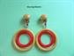 1960'S Mod Hoop Earring Hong Kong Vintage Costume Jewelry 60's Accessories Clip On Yellow Orange Twiggy go go Concentric Circles