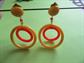 1960'S Mod Hoop Earring Hong Kong Vintage Costume Jewelry 60's Accessories Clip On Yellow Orange Twiggy go go Concentric Circles