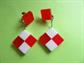 Mod 1960's Earrings Clip On Lucite Red and White Checkerboard Signed Richelieu RARE Vintage Costume Jewelry Twiggy Go Go