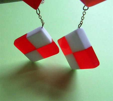 1960's Mod Lucite Earrings Richelieu Signed Vintage Jewelry 