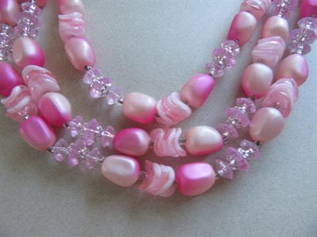 1950's Pink Necklace Hong Kong  Vintage Jewelry 