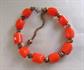 Bakelite Chunky Orange Choker Necklace Beads Gold Rosettes Vintage Costume Jewelry Destash