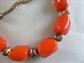 Bakelite Chunky Orange Choker Necklace Beads Gold Rosettes Vintage Costume Jewelry Destash