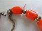 Bakelite Chunky Orange Choker Necklace Beads Gold Rosettes Vintage Costume Jewelry Destash