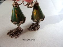 Bakelite Earrings Dark Green Yellow Vintage Jewelry
