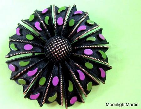 Mod 1960's Flower Pin Signed Alan J. Vintage Jewelry