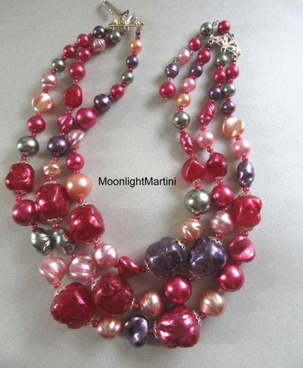 1950's Necklace Glass Beads Japan 50's Accessories Vintage Jewelry 