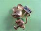 Anthropomorphic Pin 1960's Protesting Mouse Signed JJ  Vintage Costume Jewelry Groovie Sign Resist Protest Vote Election Figural