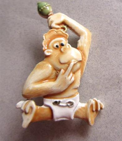 Vintage Anthropomorphic Gorilla Pin Signed J 