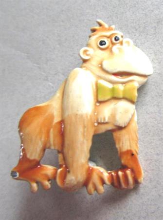 Vintage Anthropomorphic Gorilla Pin Brooch Signed JJ 
