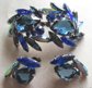 Vintage Blue Rhinestone Pin Set Signed Czechoslovakia 