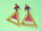 Mod Triangle Earrings Lucite Clip Ons 1960's Accessories Vintage Costume Jewelry Go Go Girl Twiggy