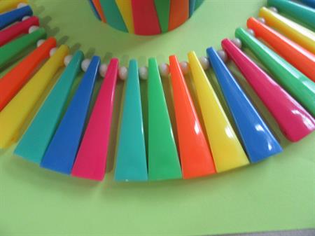 1980's Rainbow Bib Necklace Set Vintage Jewelry 