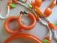 Mod Orange Jewelry Lot Flower Necklace Lucite Bangle Pineapple Pin Clip Earrings Long Beads Poinsettia 1960s Accessories