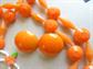 Mod Orange Jewelry Lot Flower Necklace Lucite Bangle Pineapple Pin Clip Earrings Long Beads Poinsettia 1960s Accessories