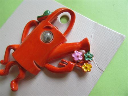 Vintage Anthropomorphic Watering Can Pin Google Eyes Nemo