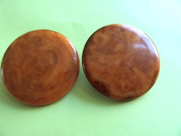 Vintage Bakelite Earrings Pierced Peanut Butter 