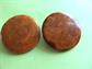 Bakelite Earrings Pierced Peanut Butter  Large Button Old Stock Vintage Costume Jewelry