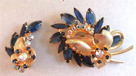Juliana Blue Rhinestone Pin Plus Single Earring