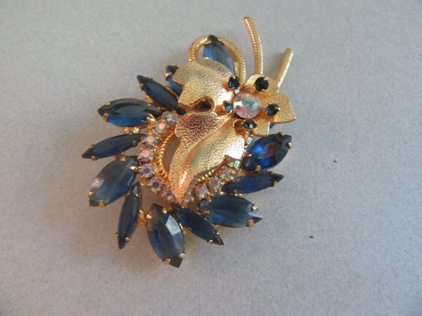 Juliana Blue Rhinestone Pin Plus Single Earring