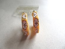 Bakelite Floral Clip Earrings Butterscotch Vintage Jewelry