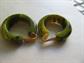 Bakelite Large Hoop Earrings Clip Ons Old Stock Never Worn Yellow Chinky Swirl Vintage Costume Jewelry