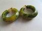 Bakelite Large Hoop Earrings Clip Ons Old Stock Never Worn Yellow Chinky Swirl Vintage Costume Jewelry