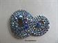 Mid Century Blue Rhinestone Abstract Pin Brooch Large Aurora Borealis Peacock Stones