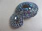 Mid Century Blue Rhinestone Abstract Pin Brooch Large Aurora Borealis Peacock Stones