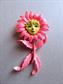  Vintage Anthropomorphic Pin Pink Daisy Face Flower RARE Signed JJ Figural