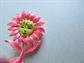  Vintage Anthropomorphic Pin Pink Daisy Face Flower RARE Signed JJ Figural