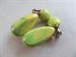 Mid Century Bakelite Earrings Chunky Green Apple Swirl Clip Ons MCM Vintage Costume Jewelry Yellow Green 