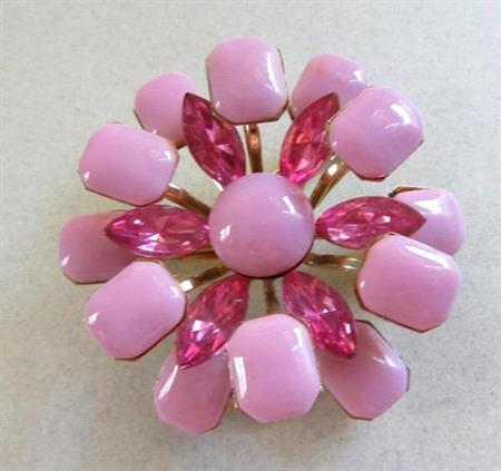 Vintage  Pink Rhinestone Pin  1950s Jewelry