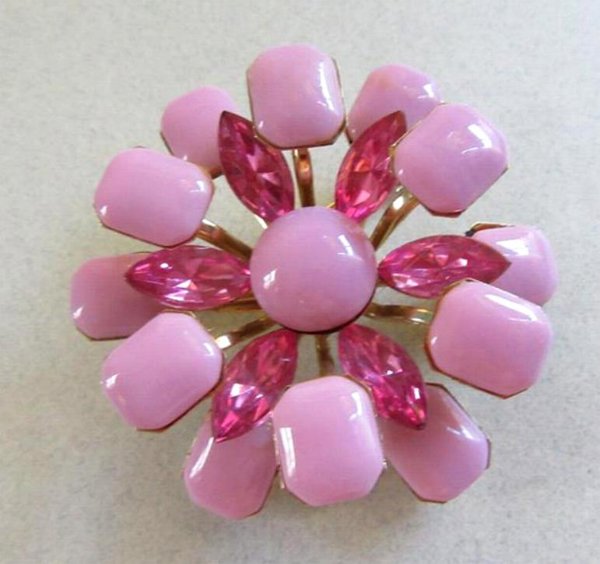 Vintage  Pink Rhinestone Pin  1950s Jewelry