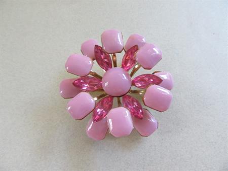 Mid Century Modern Pink Rhinestone Pin Brooch Atomic 1950s Accessories MCM Vintage Costume Jewelry