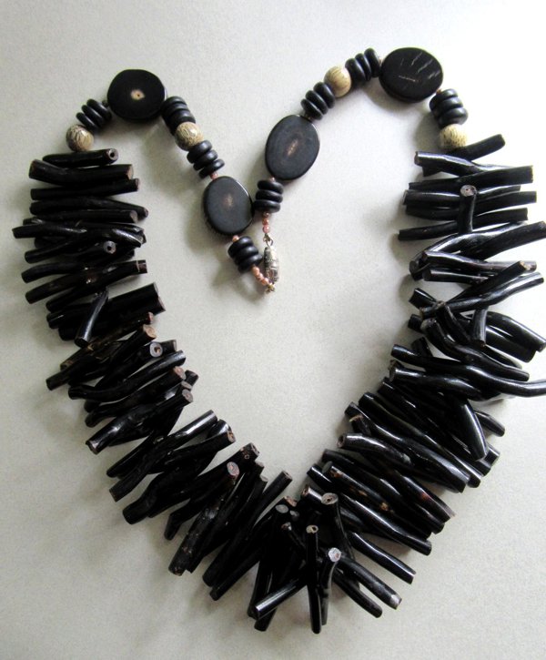 Genuine Black Coral Necklace Hawaiian Vintage Jewelry