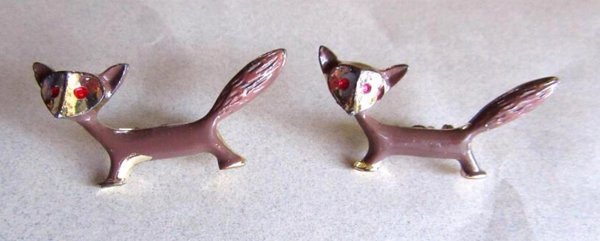 1950's Fox Scatter Pin Set Vixen Vintage Jewelry Figural 