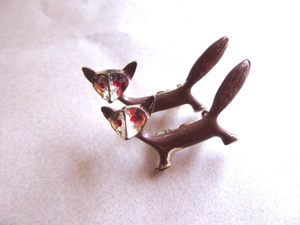 1950's Fox Scatter Pin Set Vixen Vintage Jewelry Figural 