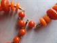 Vintage Mod 1960's Orange Disc Choker Necklace Hong Kong Costume Jewelry 60's Party Accessories