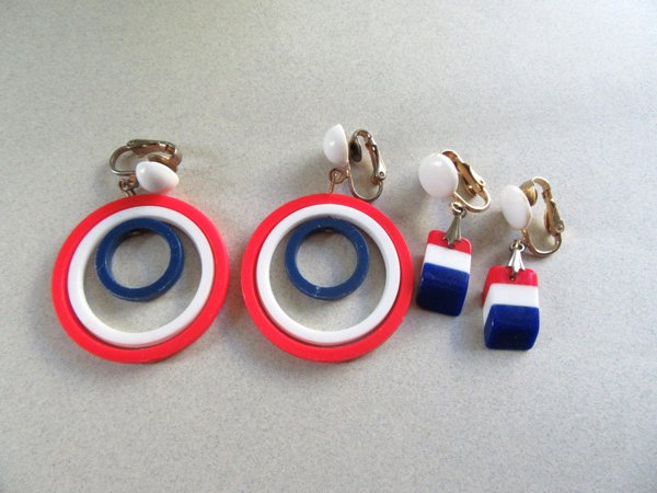 Two Pairs Mod 1960's Earrings Vintage Jewelry
