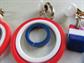 Mod Patriotic 1960's Earrings Two Pairs Lucite Striped Red White and Blue Vote Election 60's Accessories