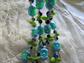 1960s Flower Necklace BLUE and GREEN 48