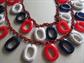 1960's Red White and Blue Bib Necklace Original Japan Tag Old Store Stock Patriotic Election Vote