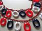 1960's Red White and Blue Bib Necklace Original Japan Tag Old Store Stock Patriotic Election Vote